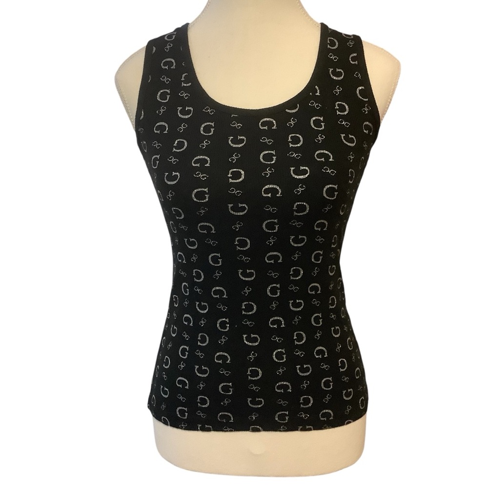 Guess Black & White Logo Tank Top